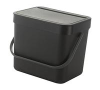 Garneck Portable Hanging Garbage Bin with Lid Black Plastic Trash Rack for Kitchen Bathroom Home Space-saving Waste Container Easy to Clean