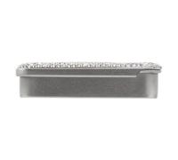 Garneck Portable Metal Floss Pick Case with Slide Cover, Small Compact Oral Flosser Container for Travel and Daily Use, Stylish Silver Design with Modern Aesthetics and Bling Fashion