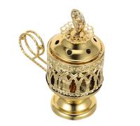 Garneck Portable Metal Incense Burner Compact Design with Handle and Removable Lid, Traditional Arabic Vintage Iron Censer and Resin for Charcoal, Resin, and Cone Incense for Office and