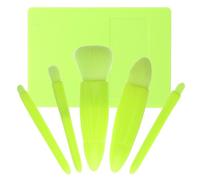 Garneck Portable Mini Travel Makeup Brush Set Essential Applicator Soft Brush Natural Finish Artificial Fiber Plastic for Women Travel with Mirror