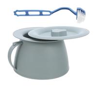 Garneck Portable Potty Toilet 1.5L with Lid and Cleaning Brush, Thickened Plastic Urinal Bedpan for Elderly, Light Green Portable Urine Container for Home and Travel