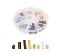 Garneck Practical Metal Crimp Ends Ribbon Ends Clips 135pcs for Jewellery Making with 8-Compartment Storage Box, for Crafts and Bracelets Accessories