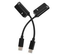 Garneck Practical Type-c Adapter 2pcs Set Compact and Portable Tpe and Alloy Material Supports Charge and Listen to Music Simultaneously Suitable for Mobile Phone Earphone Use on Business