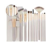 Garneck Professional Makeup Brush Set 12pcs Nylon Wood Handle Powder Brushes with Portable Rice White Case for Face Eye Blending and Travel Use