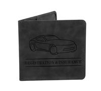 Garneck PU Leather Id Card Holder for Car Registration, Black | Multiple Compartments, Document Protection, Daily Use, Traffic Stops, Keeps Papers Together, Minimal Pocket Bulk