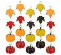 Garneck Pumpkin Pendant Charms Zinc Alloy Material for Jewelry Making 40 Pcs and Maple Leaf Metal Charms with Simple and Delicate Design and Thanksgiving Day Suitable for DIY Crafts