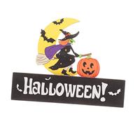 Garneck Pumpkin Wooden Ornaments Halloween Creepy Welcome Decorations Indoor Witch Decor Desk Table Colorful