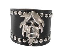 Garneck Punk Style Skull Leather Bracelet Vintage Retro Cuff for Men Women Durable Skin Friendly Strap with Chic Design for Parties Travel Daily Wear Rock Performance Accessories