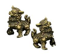 Garneck Pure Copper Feng Shui Lion Ornament Lion Desktop Decoration for Home and Office Brass Tabletop Adornment Enhancing Luck and Vitality