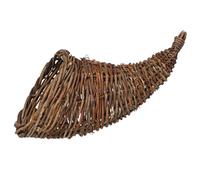 Garneck Rattan Cornucopia Basket Horn Shape Natural Colour Woven Storage Basket for Kitchen and Dining Table Display 12.2X5.7X5.3 Inch