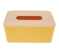 Garneck Rectangular Tissue Storage Box with Wooden Lid Compact Lightweight Tissue Box Cover in Yellow and Prevents Moving for Dressing Table or Dresser
