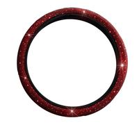 Garneck Red Cloth Steering Wheel Cover Stylish Crystal Design for Car Interiors, Practical and Easy to Remove, 15 Inch round Design Friction and Comfort Fits Most Models