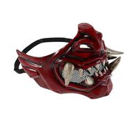 Garneck Red Japanese Samurai Devil Mask Half Face Cosplay Masquerade Accessory for Halloween Mardi Gras and Theme Parties Lightweight Breathable Material with Authentic Craftsmanship for