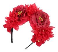 Garneck Red Peony Flower Hair Accessories for Women, Cloth Material Retro Chic Headband with Simulated Flowers, Elegant Hair Accessory Suitable for Occasions and Travel