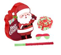 Garneck Red Santa Pinata with Bat Confetti and Blindfold for Christmas Birthday Party Games Family-friendly Holiday Decoration with Generous Fillable Space for Candy and Interactive Xmas