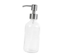Garneck Refillable Lotion Bottle with Stainless Steel Pump Eco-friendly Glass Container for Shampoo Liquid Soap and Toiletries Transparent Design for Home and Travel