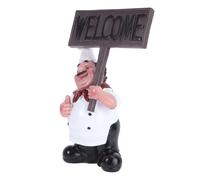 Garneck Resin Chef Figurine Welcome Board Decor for Home Kitchen Display