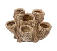 Garneck Resin Succulent Flower Pot Slots with Drainage Lightweight Artificial Driftwood Planter for Indoor Outdoor Bonsai Display Tree Stump Container for Tabletop Garden Decor