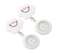 Garneck Retractable Hanging Pocket Watches Smile Cloud Motif, Clip-on Chest Watches, Practical Odourless Silicone, Luminous Lapel Design for Medical Use