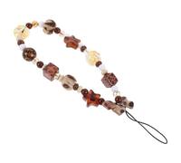 Garneck Retro Beaded Phone Charm Wrist Strap with Leopard Print Anti-lost Mobile Phone Beaded Chain Wristlet for Outdoor Travel