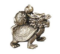 Garneck Retro Brass Dragon Turtle Statue Figurine Home Office Desktop Ornament Feng Shui Decor for Prosperity and Harmony