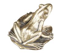 Garneck Retro Brass Frog Figurine Compact Desktop Ornament Fine Craft Tea Pet for Office Bedroom Living Decor Brass Frog Statue