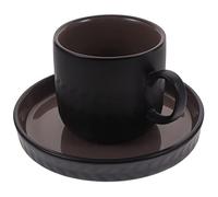 Garneck Retro Ceramic Tea Cup and Saucer Matte Black Exterior with Red and Grey Interior Vintage Style for Festival Water Mug Easy Clean Porcelain Design
