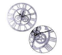 Garneck Retro Industrial Style Wall Clock Non Ticking Vintage Decor Large Wall Decor for Bedroom Kitchen Living