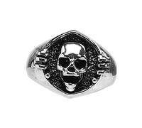 Garneck Retro Punk Skull Mens Ring Alloy Durable Finger Jewelry for Halloween Party Bar Dance Performance Accessory