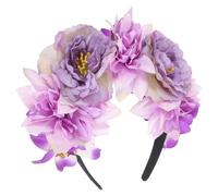 Garneck Retro Purple Peony Flower Headband with Simulated Flowers, Elegant Cloth Hair Accessory for Occasions and Travel, Chic Floral Headpiece for Tea Parties and Prom