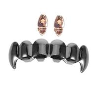 Garneck Reusable Safe Vampire Fangs for Adults and Copper Fake Teeth Cosplay Accessory Easy to Install Comfortable Fit Halloween Party Wear Realistic Horror Props