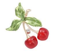 Garneck Rhinestone Cherry Brooch Enamel Alloy Fruit Pin Cute Small Brooch for Women Fashion Lapel Badge Holiday and Everyday Outfit Accessories