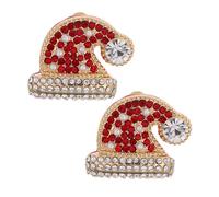 Garneck Rhinestone Christmas Earrings for Women and Drip Oil Coated Santa Hat Jewelry Lightweight Metal Holiday Party Accessories Vibrant Color Festival