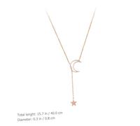 Garneck Rose Gold Moon and Star Necklace Simple Clavicle Pendant Jewelry for Women Trendy Fashion Accessory for Girls Charm Necklace Celestial Design