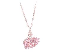 Garneck Rose Gold Swan Shaped Zircon Necklace Fashion Choker Elegant Pink Neck Chain Jewelry for Women Special Occasions Birthday