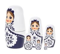 Garneck Russian Nesting Dolls Set, Handmade Wooden Matryoshka Dolls for Kids, Multi-layer Stacking Toy And Ornament, Birthday Gift for Children Cute Cartoon Pattern Decoration
