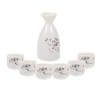 Garneck Sake Pot and Cups Set Japanese Style for Drinking Sake and Water Ceramic Pink Colour with Beautiful Design, for Private Gatherings of Friends and Family or Bar Room Use