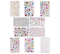 Garneck Self-Adhesive Acrylic Gem Stickers 10 Sheets for Crafts Mixed Style Unique Design, Assorted Colour Gems for Crafts, Scrapbook Decoration and Phone Case