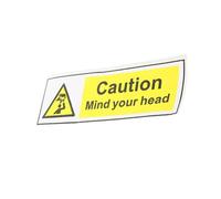 Garneck Self-adhesive Mind Your Head Sign Low Overhead Warning Decal Safety Label for Construction and Home Use