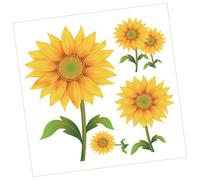 Garneck Self-Adhesive Sunflower Wall Decal Yellow Floral Sticker for Smooth Surfaces Removable Creative Flower Wall Art for Living Wardrobe Mirror Decoration
