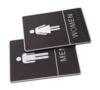 Garneck Self-stick Acrylic Braille Bathroom Sign Gender Indicator Toilet Door Sign for Men Women Inclusive All Gender Restroom Plaques Easy-clean Acrylic for Public Washrooms