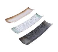 Garneck Serving Dishes Ceramics with Attractive Design 3pcs Japanese Style Sushi Plates Rectangular Multipurpose Storage and Serving Tray for Special Parties and Hotels for