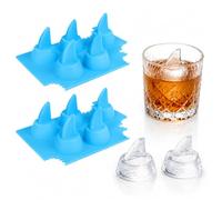 Garneck Shark Ice Cube Molds Silicone Mold Cubes Reusable Trays Tray Gift Fin Shaped for Freezer Flexible Cake Chocolate Fondant Cookie 2Pcs Party Chocolates Gelatin 5.2X 3.1x 1.6 inches (Sky-Blue)