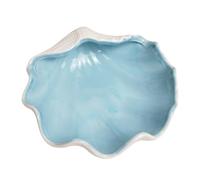 Garneck Shell Bowl Ceramic Seashell Shaped Dish Candy Nuts Fruits Serving Bowl Desktop Jewelry Sundries Tray Multiuse Storage Dish Blue