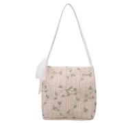 Garneck Shoulder Bag to Store Wallet Material, Practical Design Fashionable White Woven Polyester and Lace Keys, Phone, and Cosmetics for Women Everyday Bag for Ladies