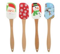 Garneck Silicone Spatula Kit Christmas Cake Scrapers Cream Jam Scrapers Non-Burrs Safe Comfortable Perfect for Baking
