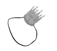 Garneck Silver Crown Headband with Rhinestones Elastic Comfortable Tiara for Birthday Shower Photo Prop Hair Accessory for Party and Stage