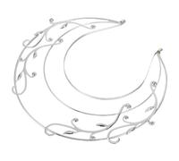 Garneck Silver Metal Crown Headband Goddess Tiara Three-layer with Tree Branch Shape, Sturdy Vintage for Bridal Wedding and Hanfu Gatherings