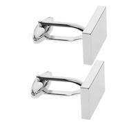 Garneck Silver Rectangular Mirror Polished Metal Cufflinks for Men Brass Plated Shirt Accessories Stylish Cuff Links Wedding and Formal Wear