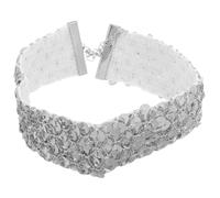 Garneck Silver Rhinestone Metal Sequin Choker Necklace for Women Soft Scaled Collar with Dazzling Sparkle Glamorous Party and Wedding Jewelry Accessory